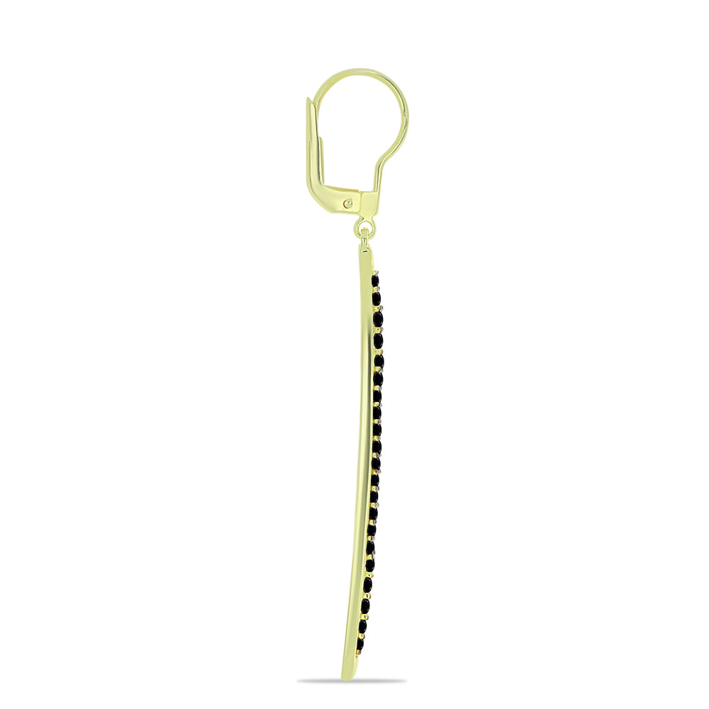 Pendientes de Plata Bañada en Oro con Espinela Negra