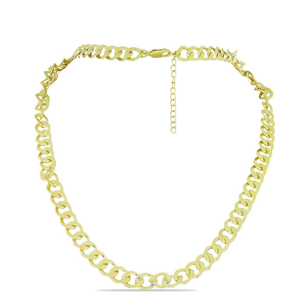 Collar de Plata Bañada en Oro con Diamante blanco