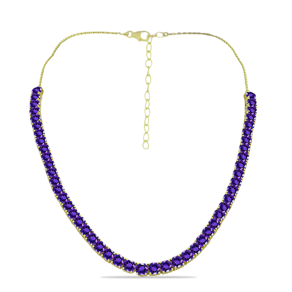 Collar de Plata Bañada en Oro con Amatista de Marruecos