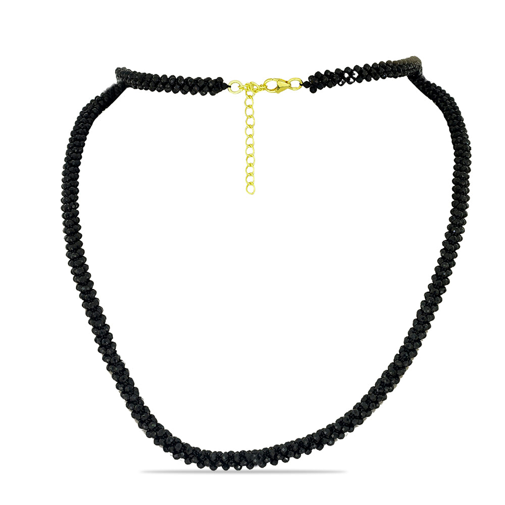 Collar de Plata Bañada en Oro con Espinela Negra