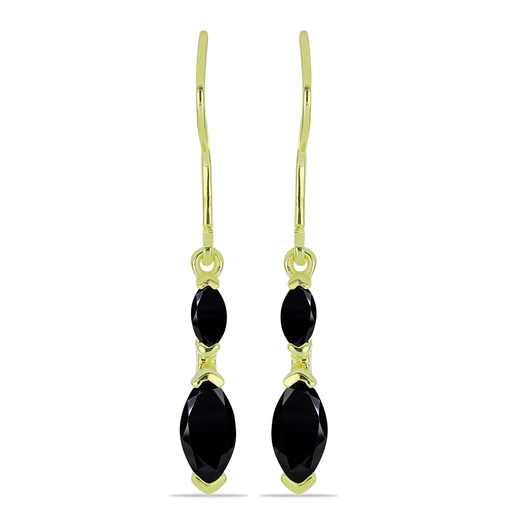 Pendientes de Plata Bañada en Oro con Espinela Negra