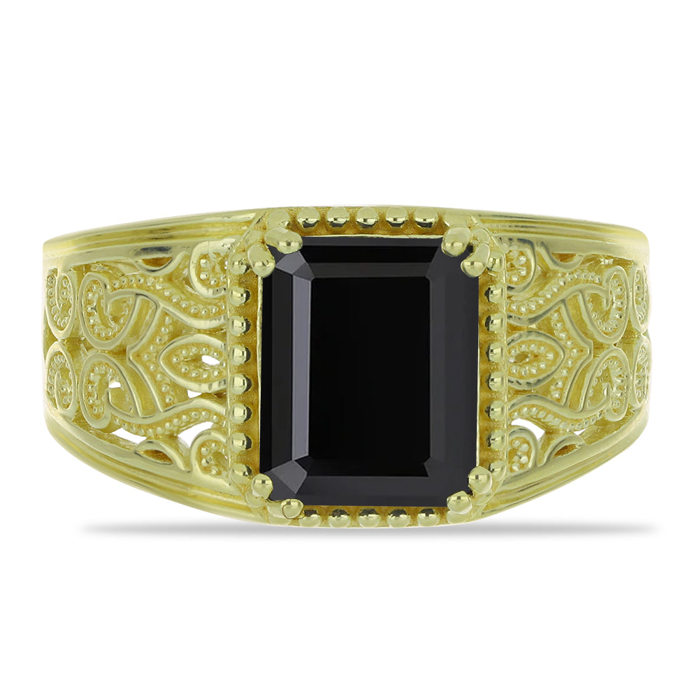 Anillo de Plata Bañada en Oro con Espinela Negra 1