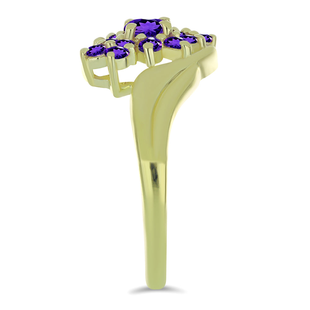 Anillo de Plata Bañada en Oro con Amatista de Marruecos