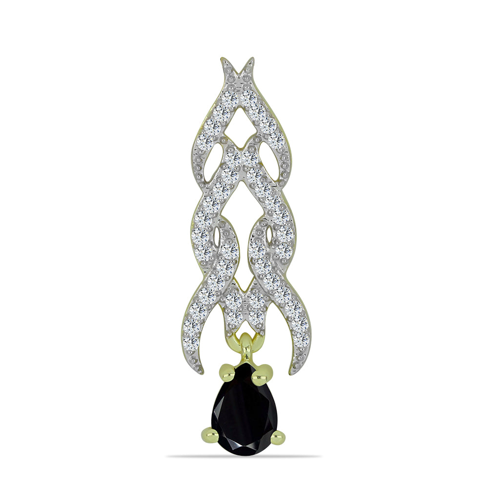 Colgante de Plata Bañada en Oro con Espinela Negra y Topacio Blanco 1