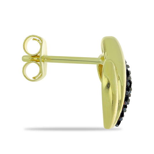 Pendientes de Plata Bañada en Oro con Espinela Negra