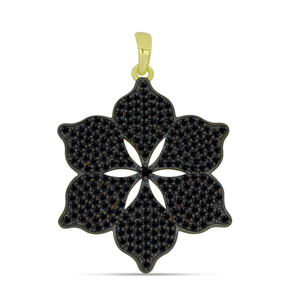 Colgante de Plata Bañada en Oro con Espinela Negra