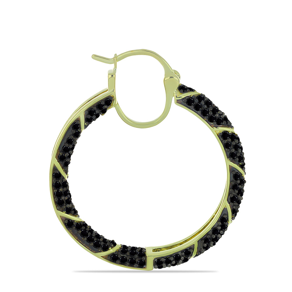 Pendientes de Plata Bañada en Oro con Espinela Negra