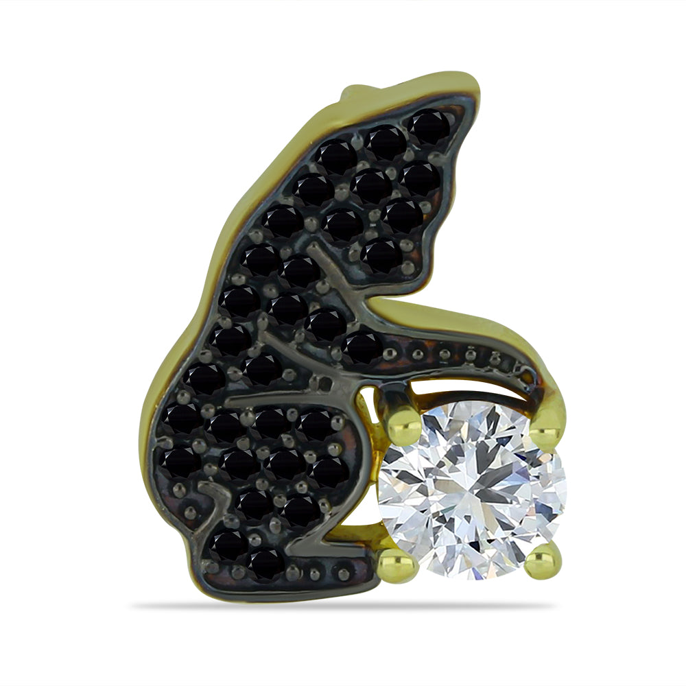 Colgante de Plata Bañada en Oro con Espinela Negra y Topacio Blanco 1