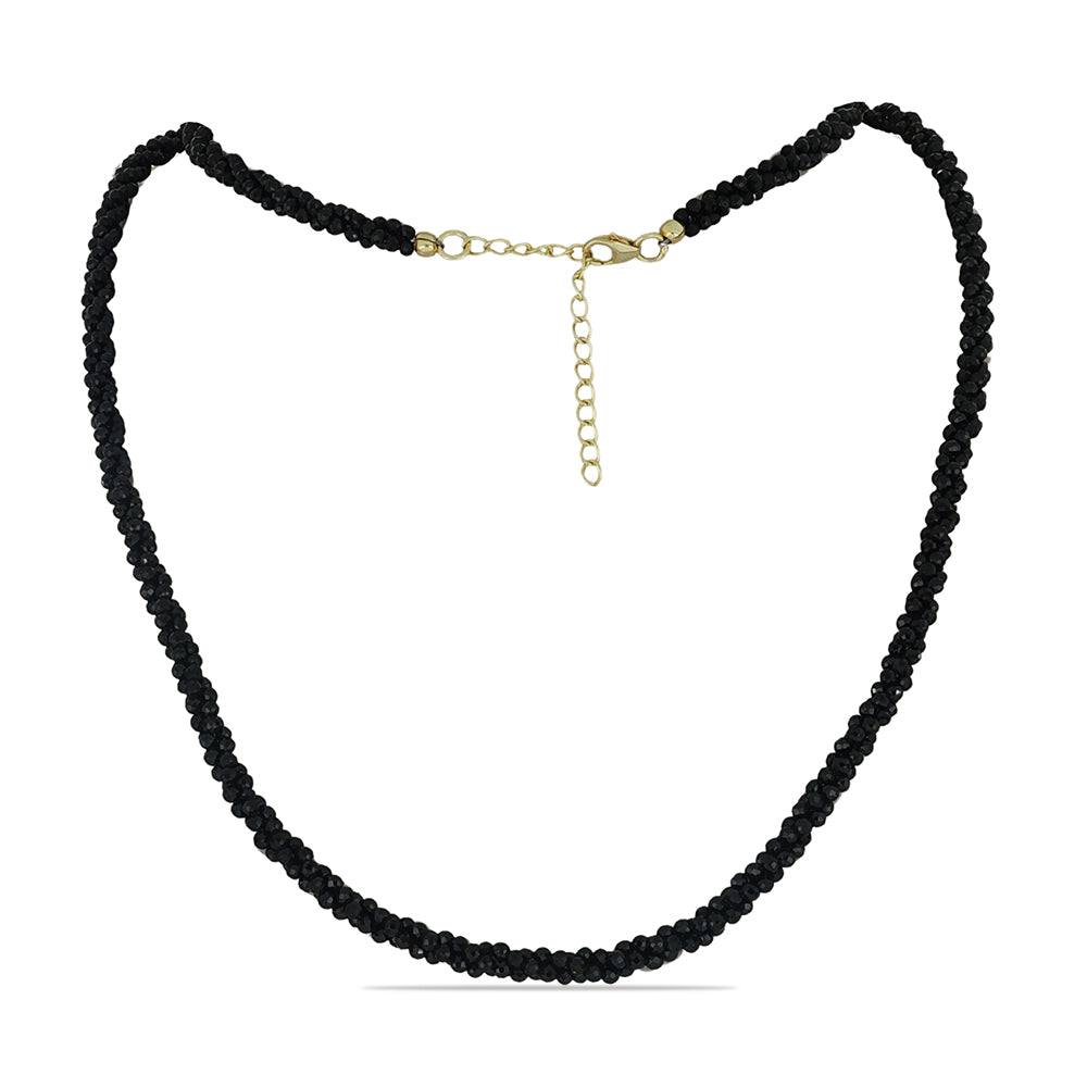Collar de Plata Bañada en Oro con Espinela Negra