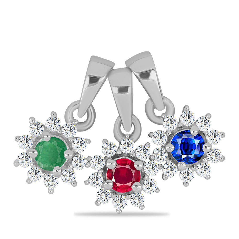 Conjunto de Plata con Rubí de Madagascar y Esmeralda de Brasil ( Colgante )