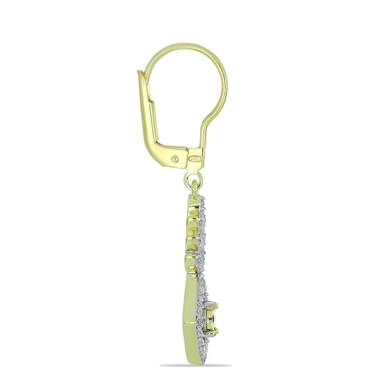 Pendientes de Plata Bañada en Oro con Diamante Rojo y Diamante blanco