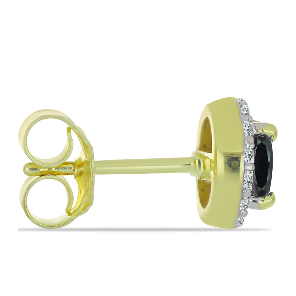 Pendientes de Plata Bañada en Oro con Obsidiana y Topacio Blanco