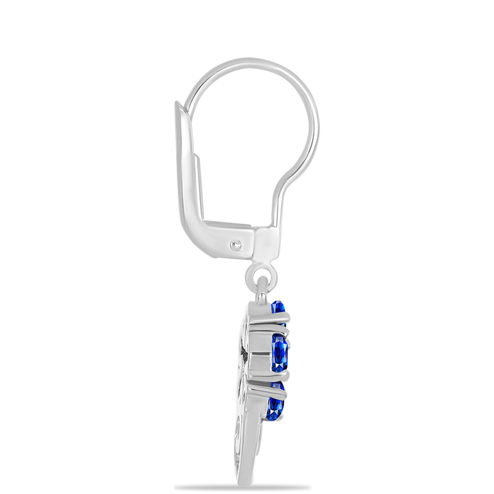 Pendientes de Plata con Zafiro Azul Australiano y Topacio Blanco