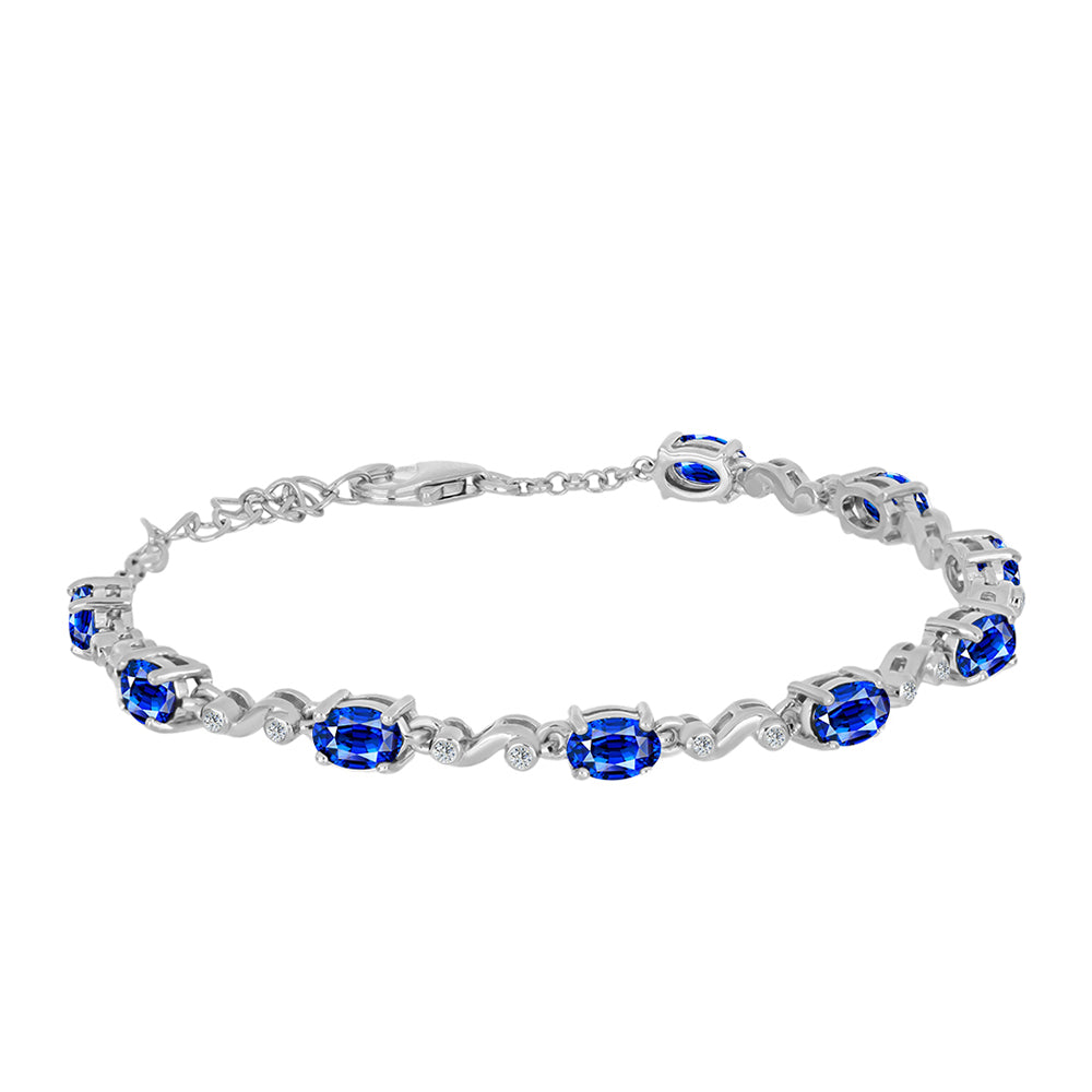 Pulsera de Plata con Zafiro Azul Australiano y Topacio Blanco