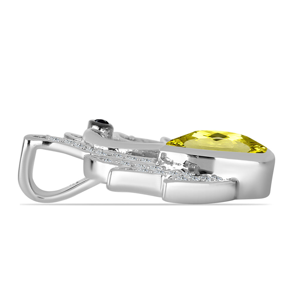 Colgante de Plata con Topacio Limón y Obsidiana