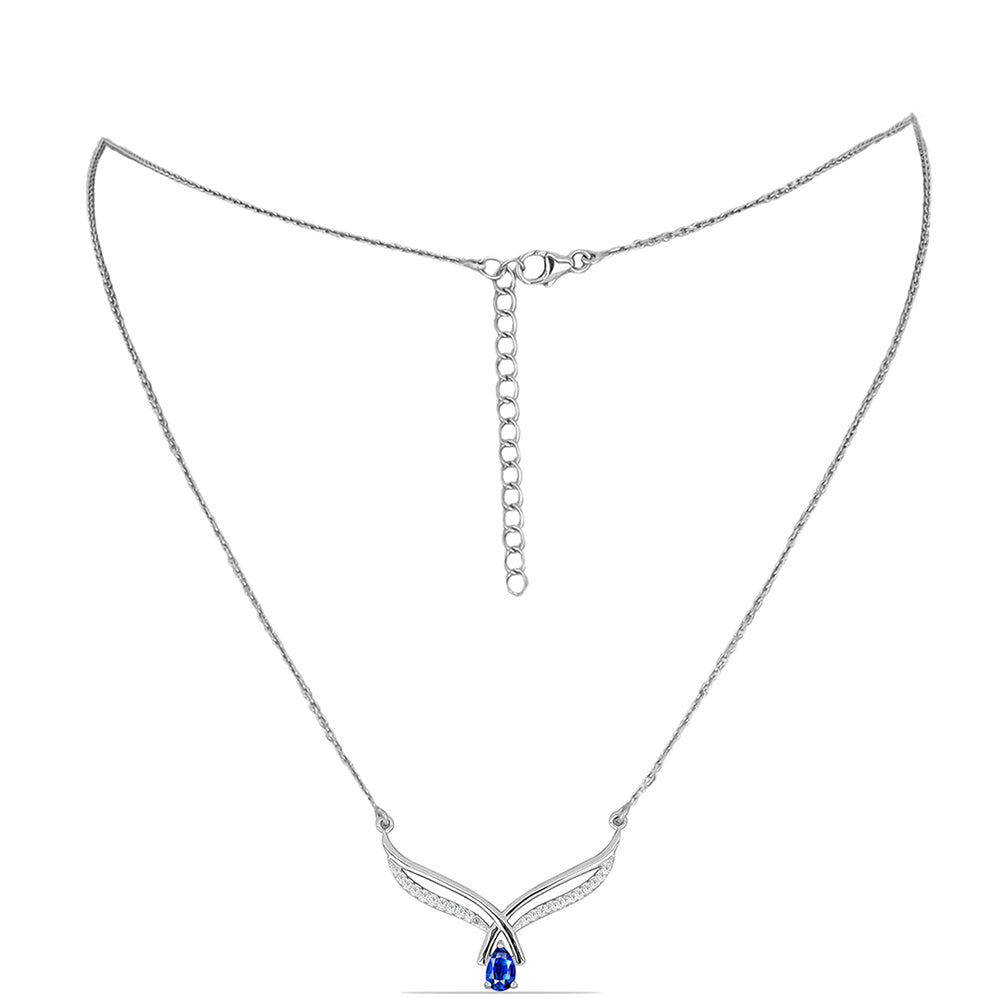 Collar de Plata con Zafiro Azul Australiano y Topacio Blanco