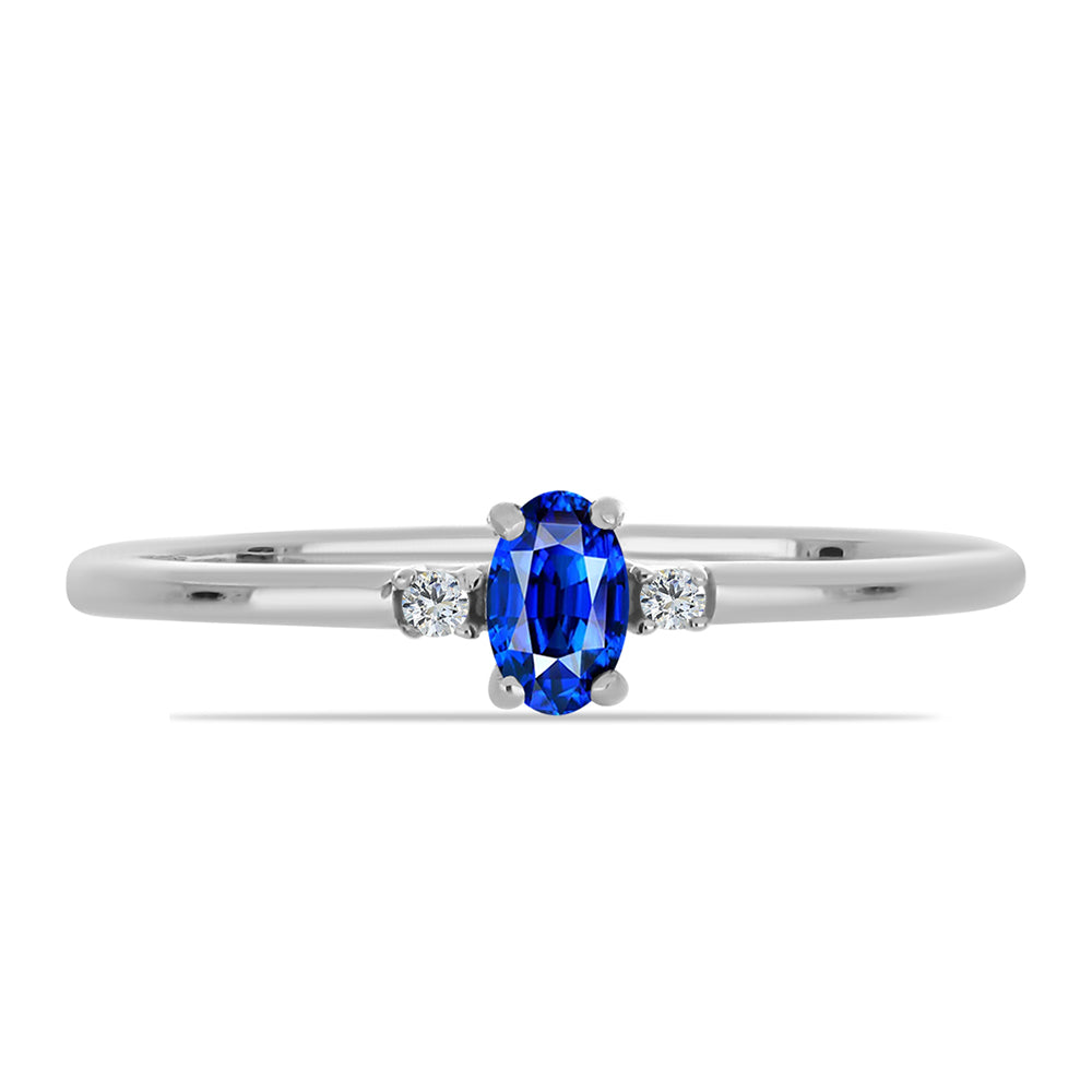 Anillo de Plata con Zafiro Azul Australiano y Topacio Blanco