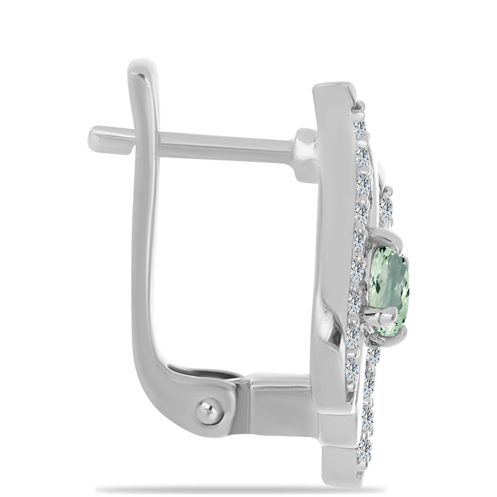 Pendientes de Plata con Amatista Verde y Topacio Blanco