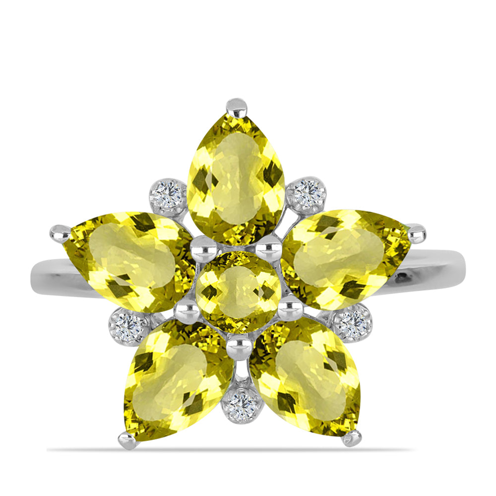 Anillo de Plata con Topacio Limón y Topacio Blanco