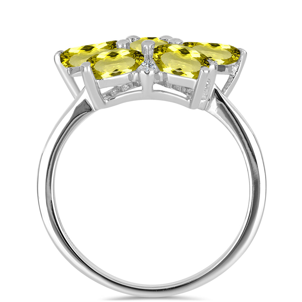 Anillo de Plata con Topacio Limón y Topacio Blanco