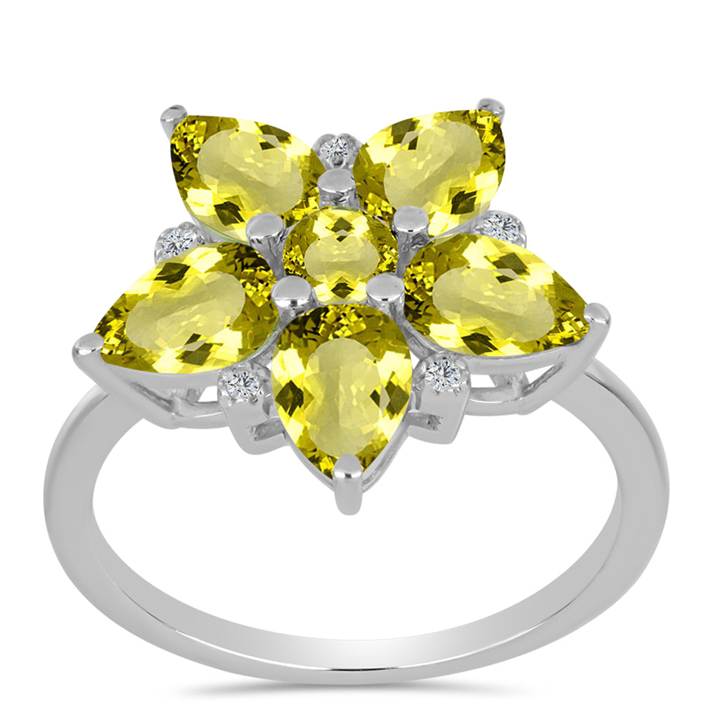 Anillo de Plata con Topacio Limón y Topacio Blanco