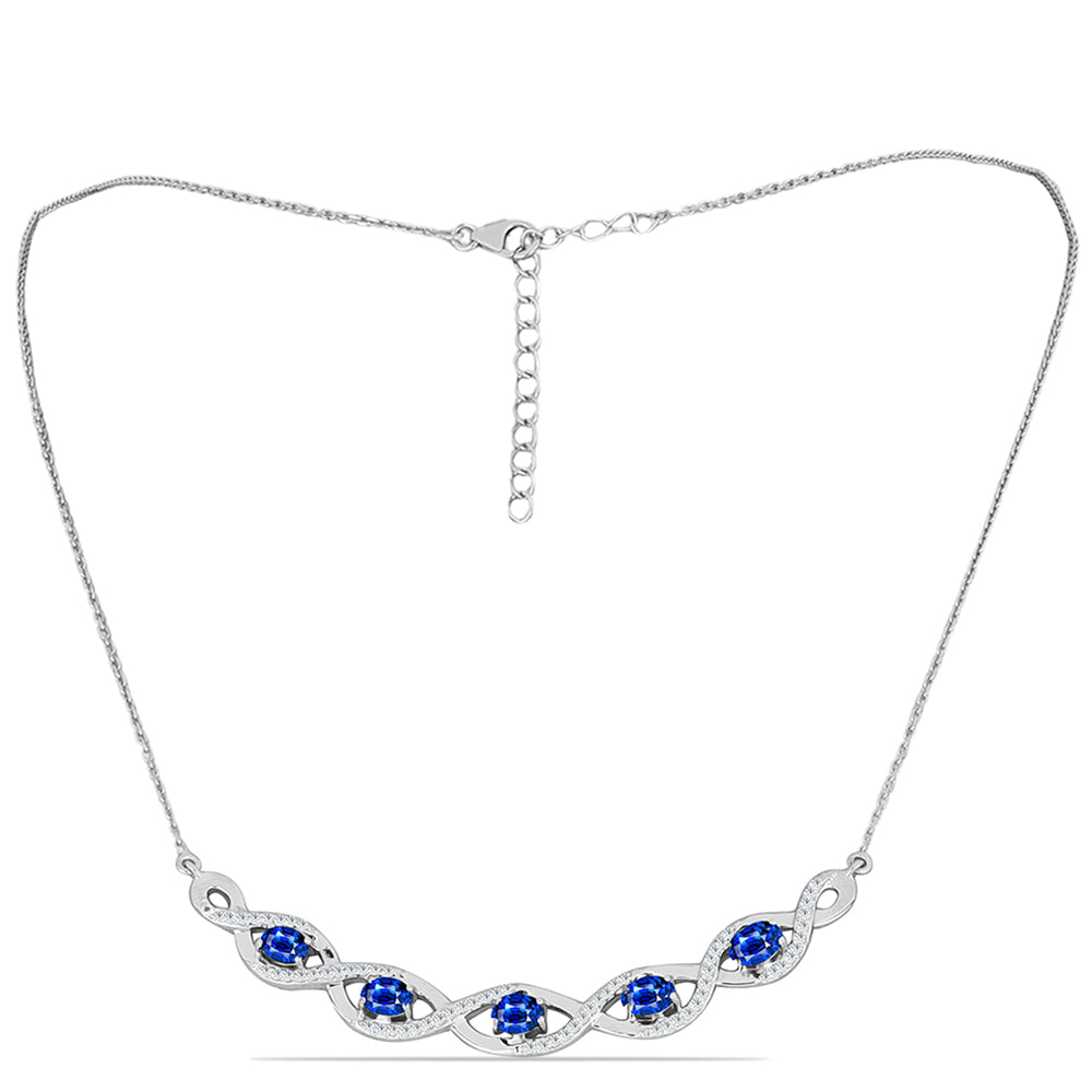 Collar de Plata con Zafiro Azul Australiano y Topacio Blanco