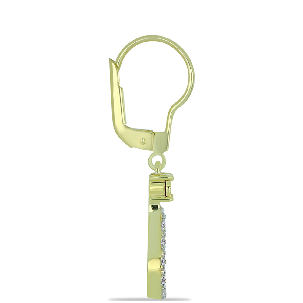 Pendientes de Plata Bañada en Oro con Diamante Rojo y Diamante blanco