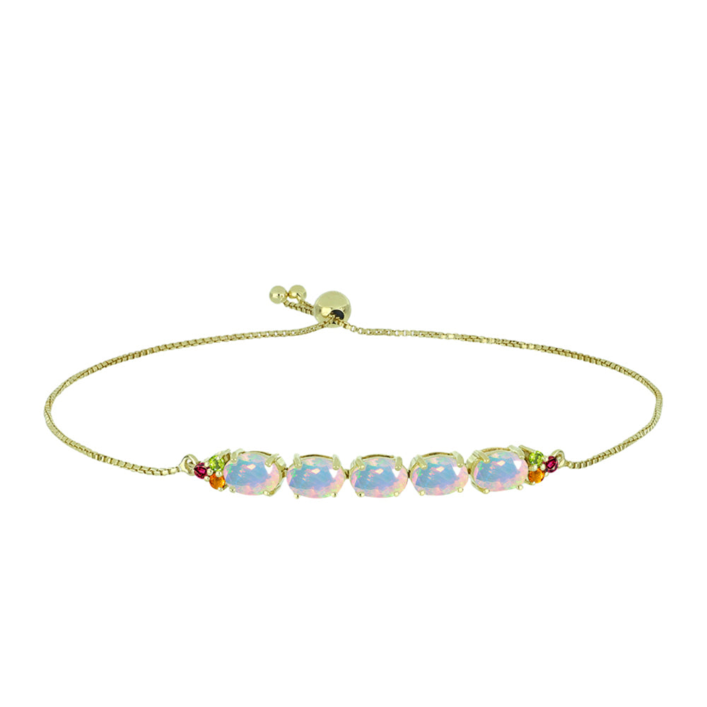 Pulsera de Plata Bañada en Oro con Ópalo Welo y Chakra Turmalina 1