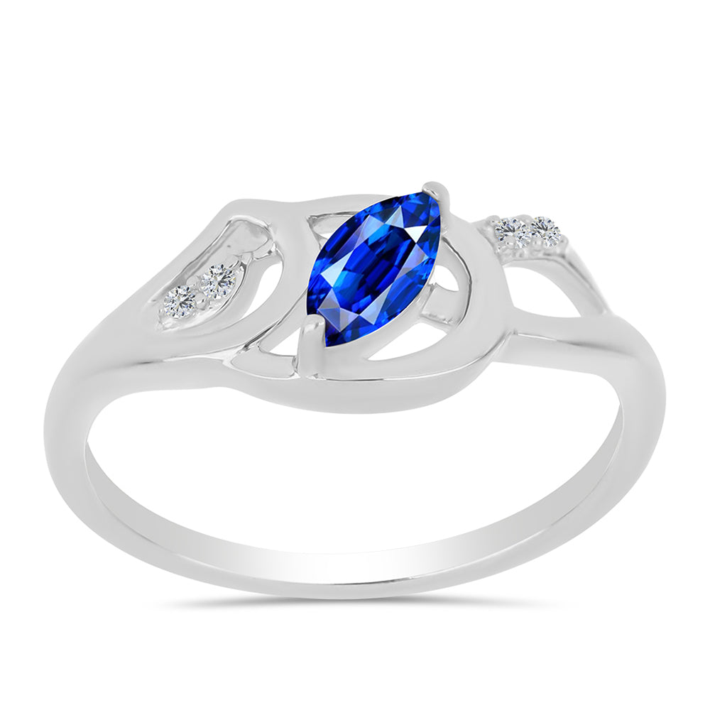 Anillo de Plata con Zafiro Azul Australiano y Topacio Blanco
