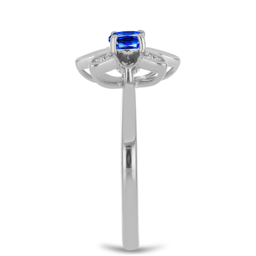Anillo de Plata con Zafiro Azul Australiano y Topacio Blanco