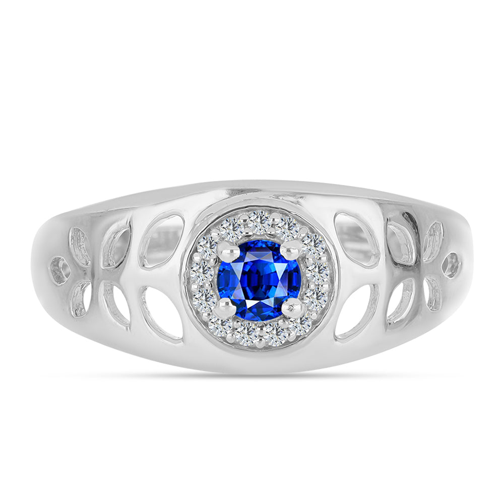 Anillo de Plata con Zafiro Azul Australiano y Topacio Blanco