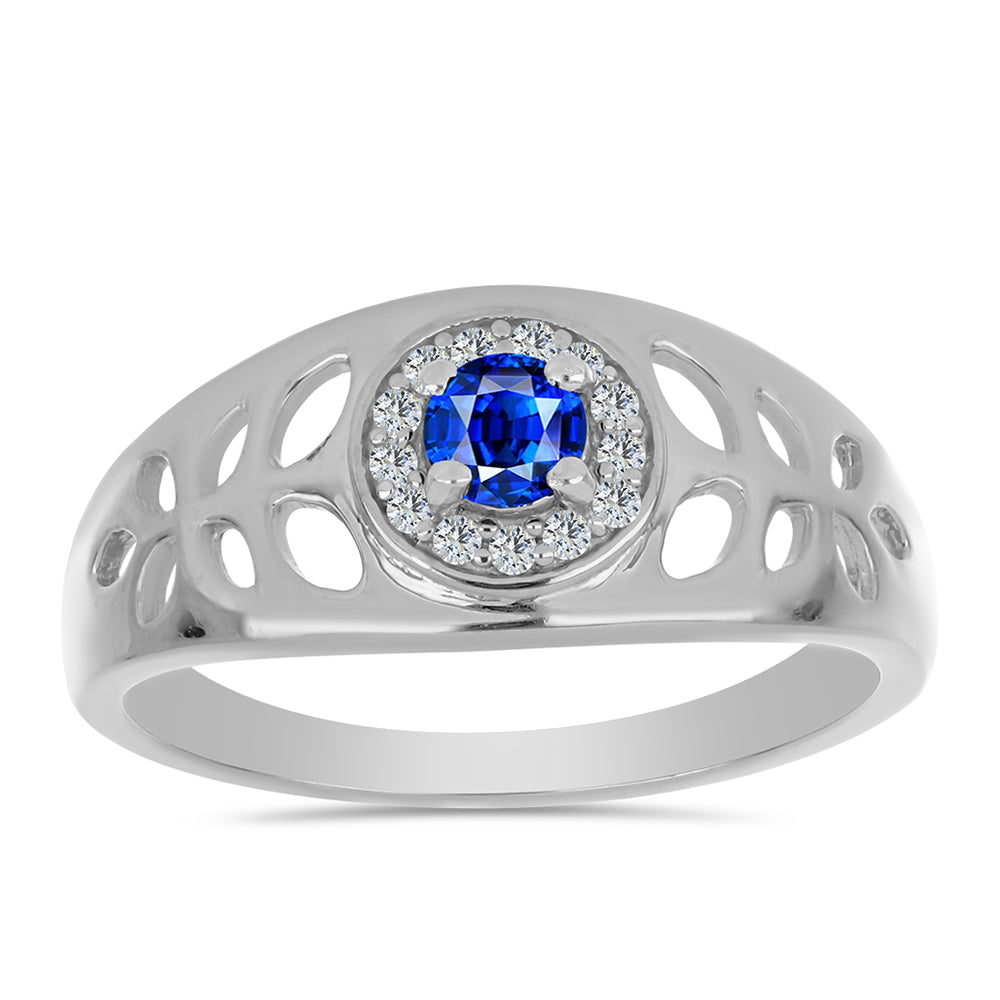 Anillo de Plata con Zafiro Azul Australiano y Topacio Blanco