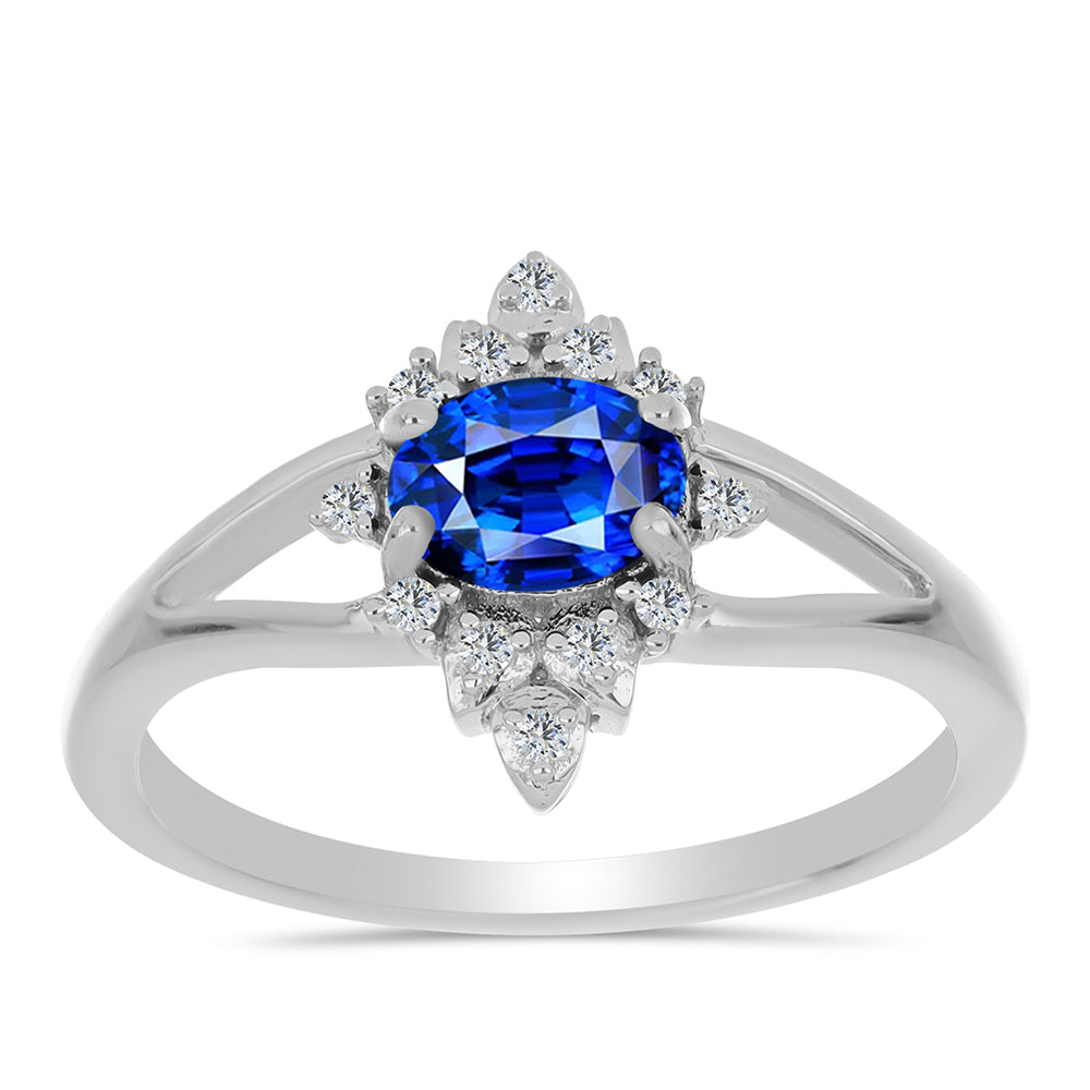 Anillo de Plata con Zafiro Azul Australiano y Topacio Blanco