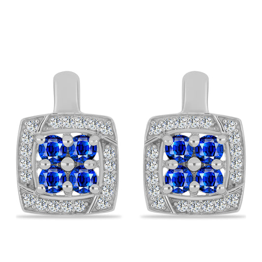 Pendientes de Plata con Zafiro Azul Australiano y Topacio Blanco