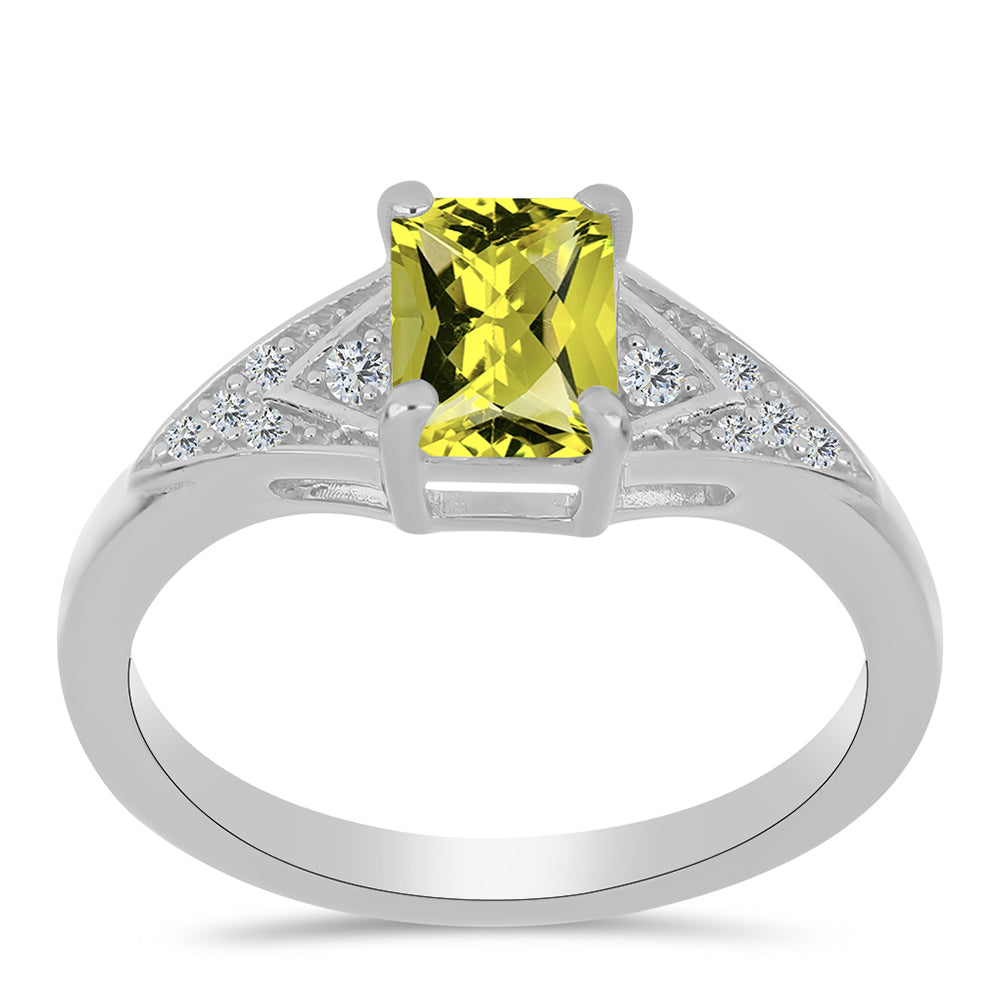 Anillo de Plata con Topacio Limón y Topacio Blanco
