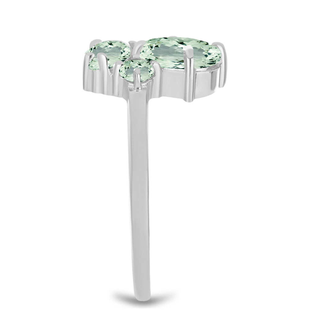 Anillo de Plata con Amatista Verde y Topacio Blanco