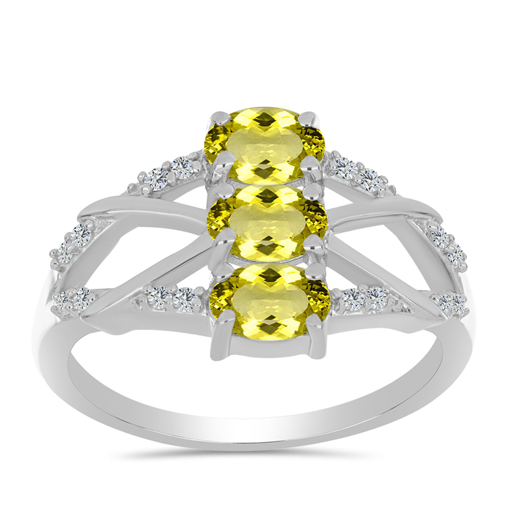 Anillo de Plata con Topacio Limón y Topacio Blanco