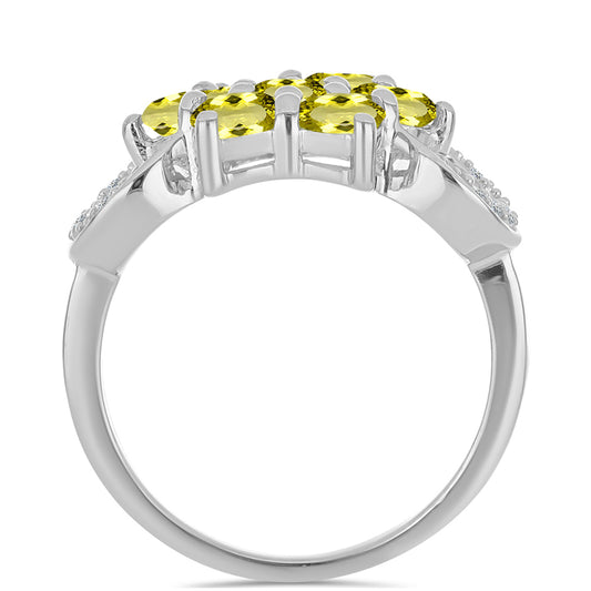 Anillo de Plata con Topacio Limón y Topacio Blanco