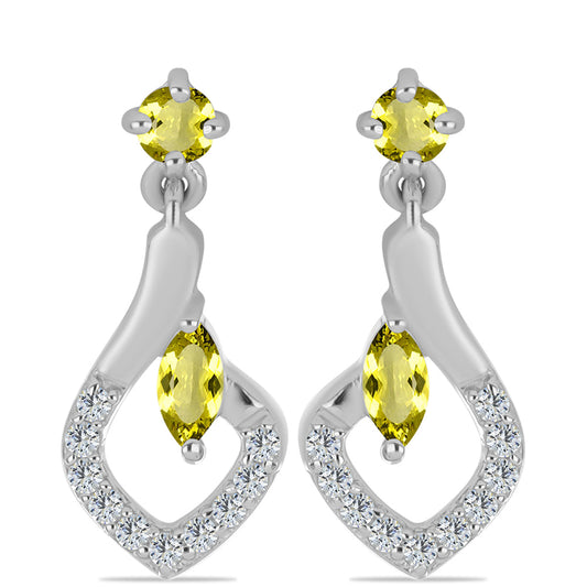 Pendientes de Plata con Topacio Limón y Topacio Blanco