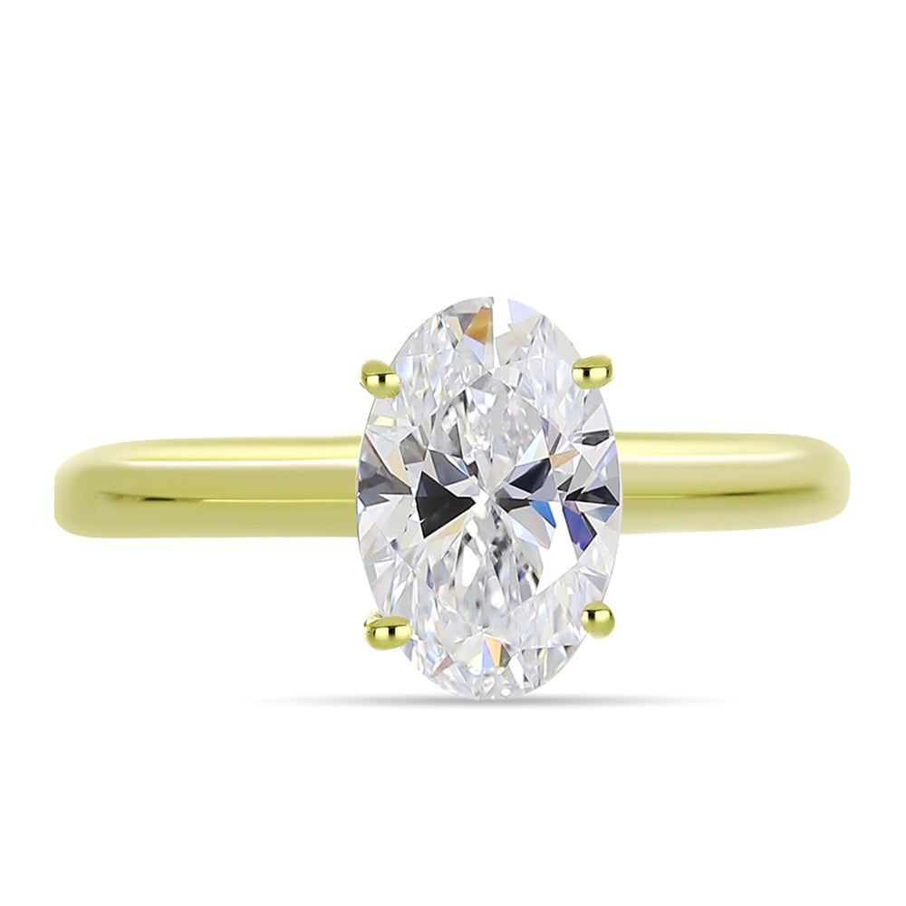 Anillo de Plata Bañada en Oro con Diamante certificado y cultivado en laboratorio