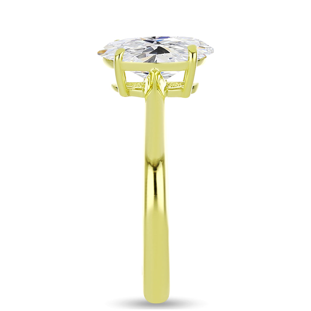 Anillo de Plata Bañada en Oro con Diamante certificado y cultivado en laboratorio