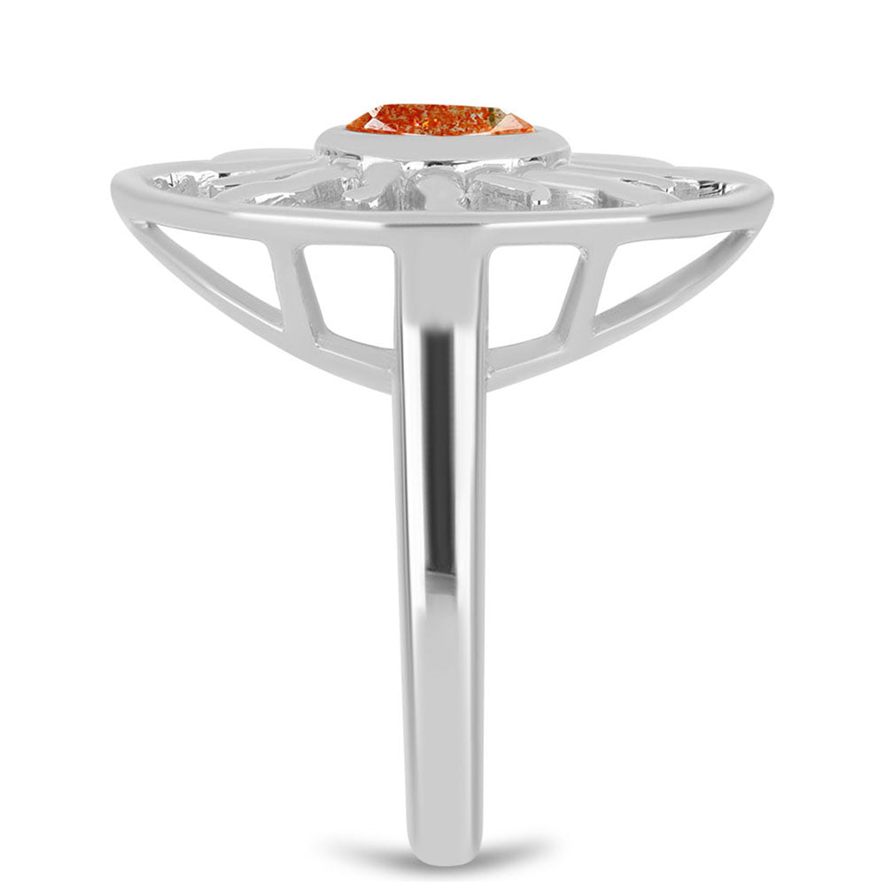 Anillo de Plata con Piedra Solar de Oregon