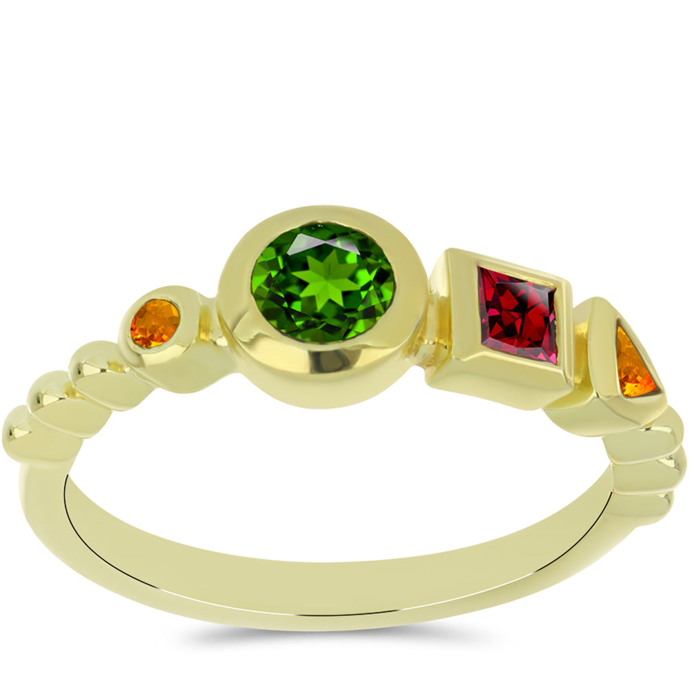 Anillo de Plata Bañada en Oro con Chakra Turmalina