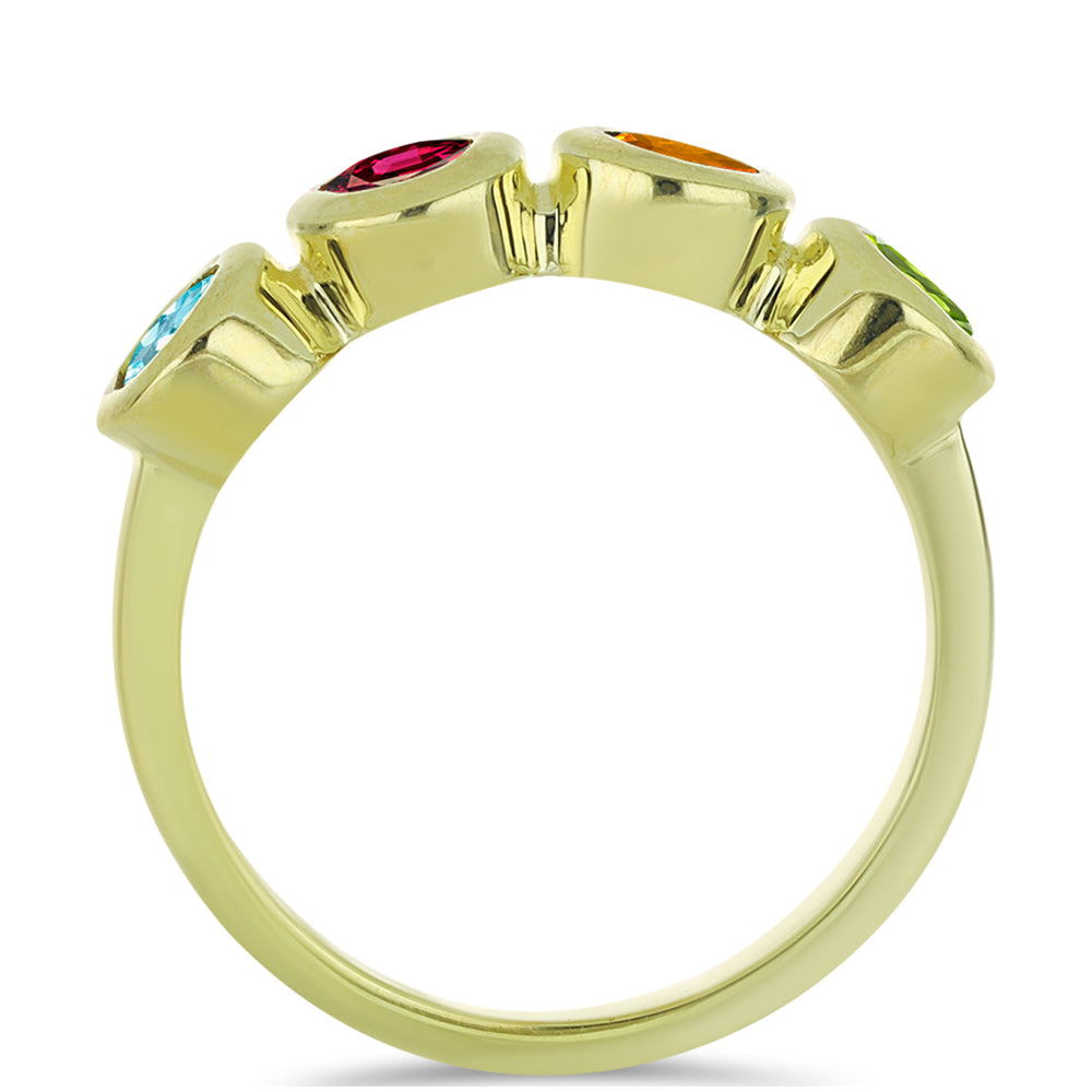 Anillo de Plata Bañada en Oro con Chakra Turmalina
