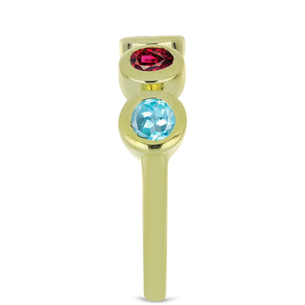 Anillo de Plata Bañada en Oro con Chakra Turmalina