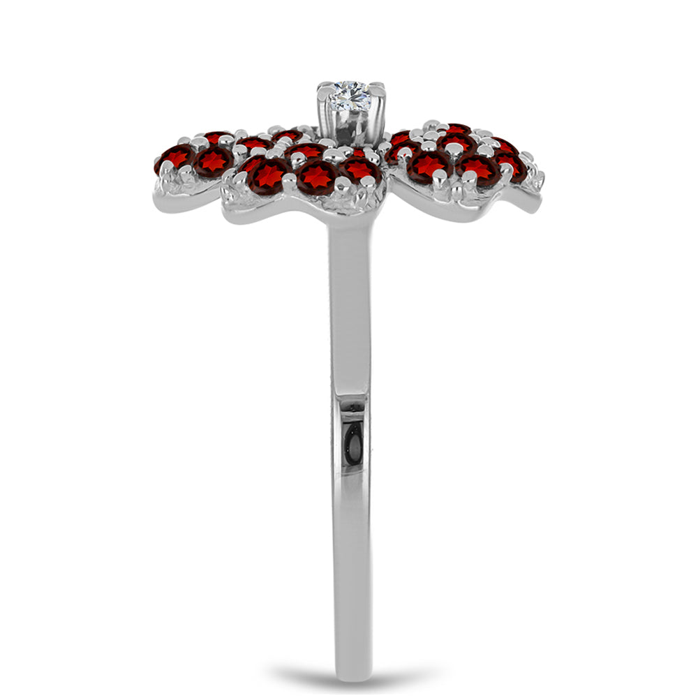 Anillo de Plata con Granate Barton y Topacio Blanco