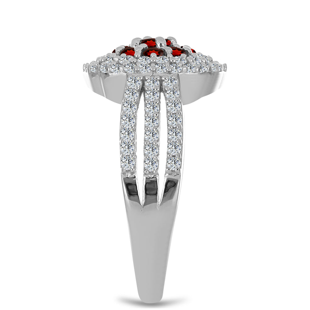 Anillo de Plata con Granate Barton y Topacio Blanco