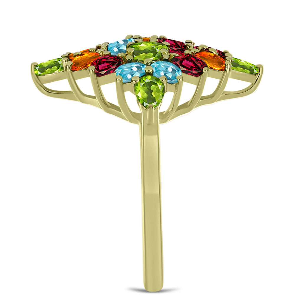 Anillo de Plata Bañada en Oro con Chakra Turmalina