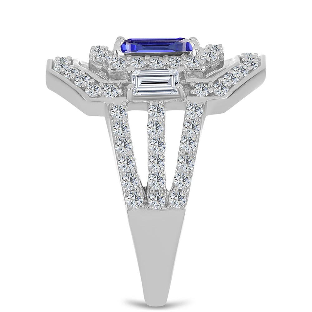 Anillo de Plata con Tanzanita y Topacio Blanco