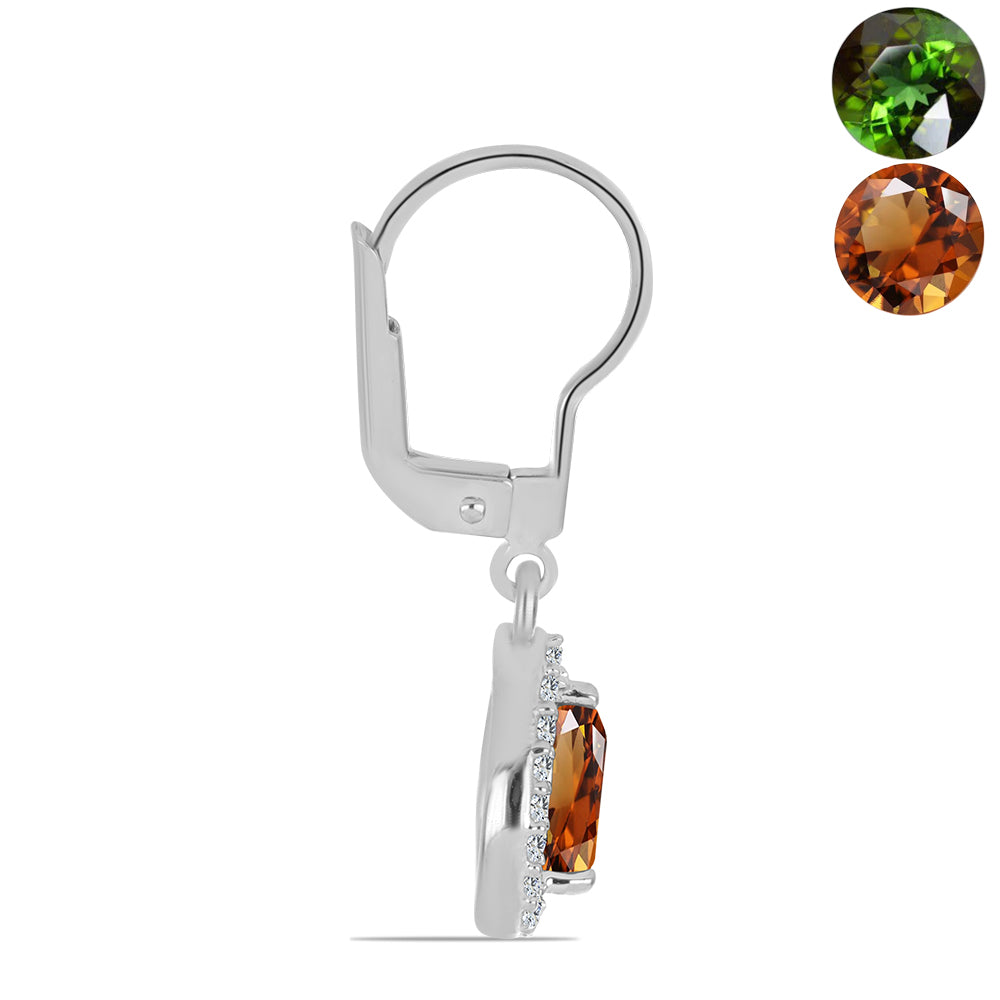 Pendientes de Plata con Zultanita de Anatolia certificado y cultivado en laboratorio y Topacio Blanco